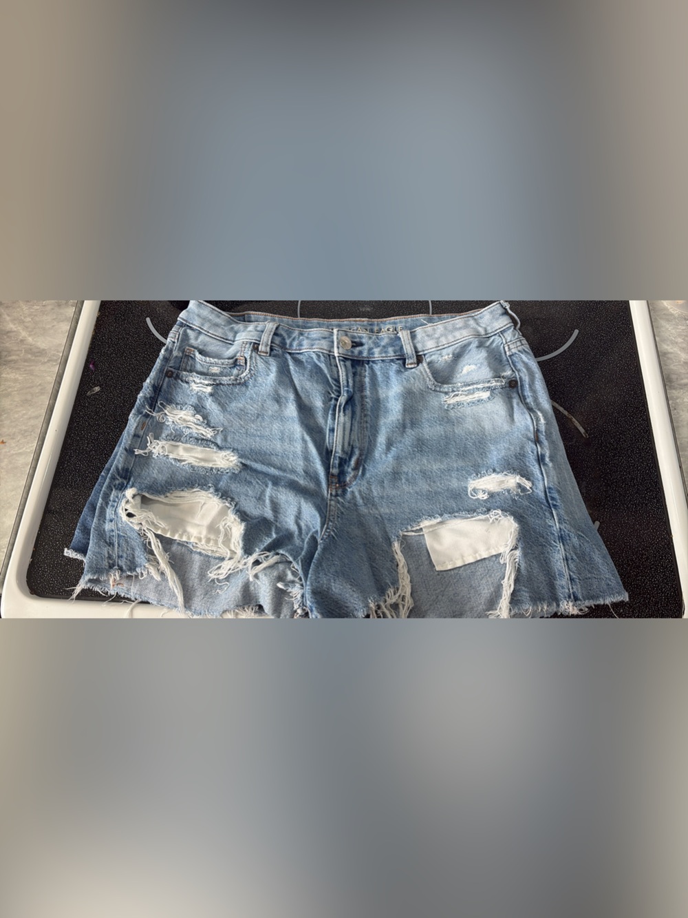 American Eagle Outfitters Light Blue Distressed Jean Shorts